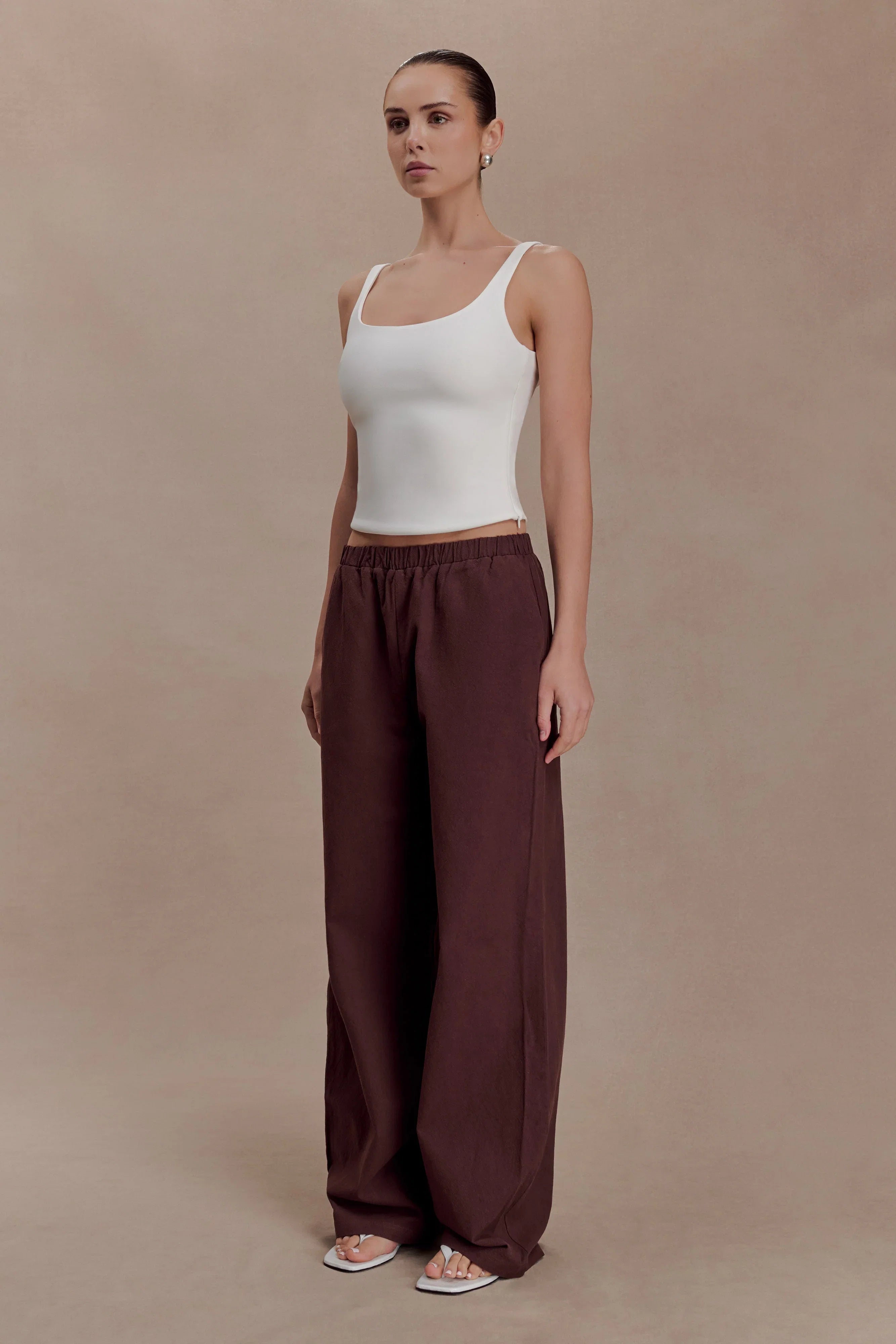 Janayia Cotton Wide Leg Pants Dark Espresso
