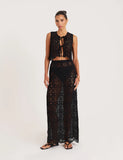 Black Crochet Knitted Maxi Skirt