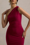 Venetia Burgundy One Shoulder Tie Back Maxi Dress