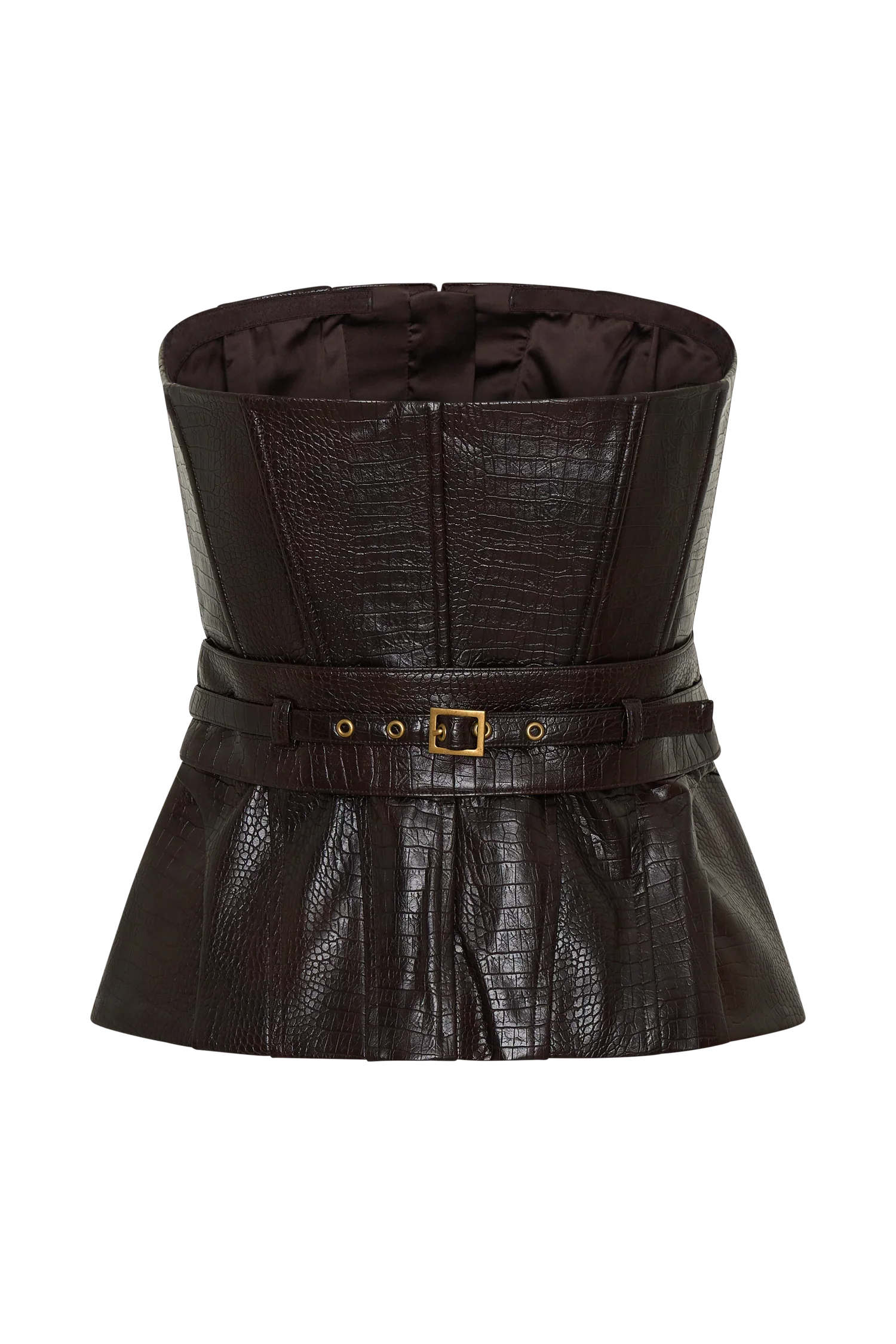 Thalia Faux Leather Boned Corset Dark Chocolate