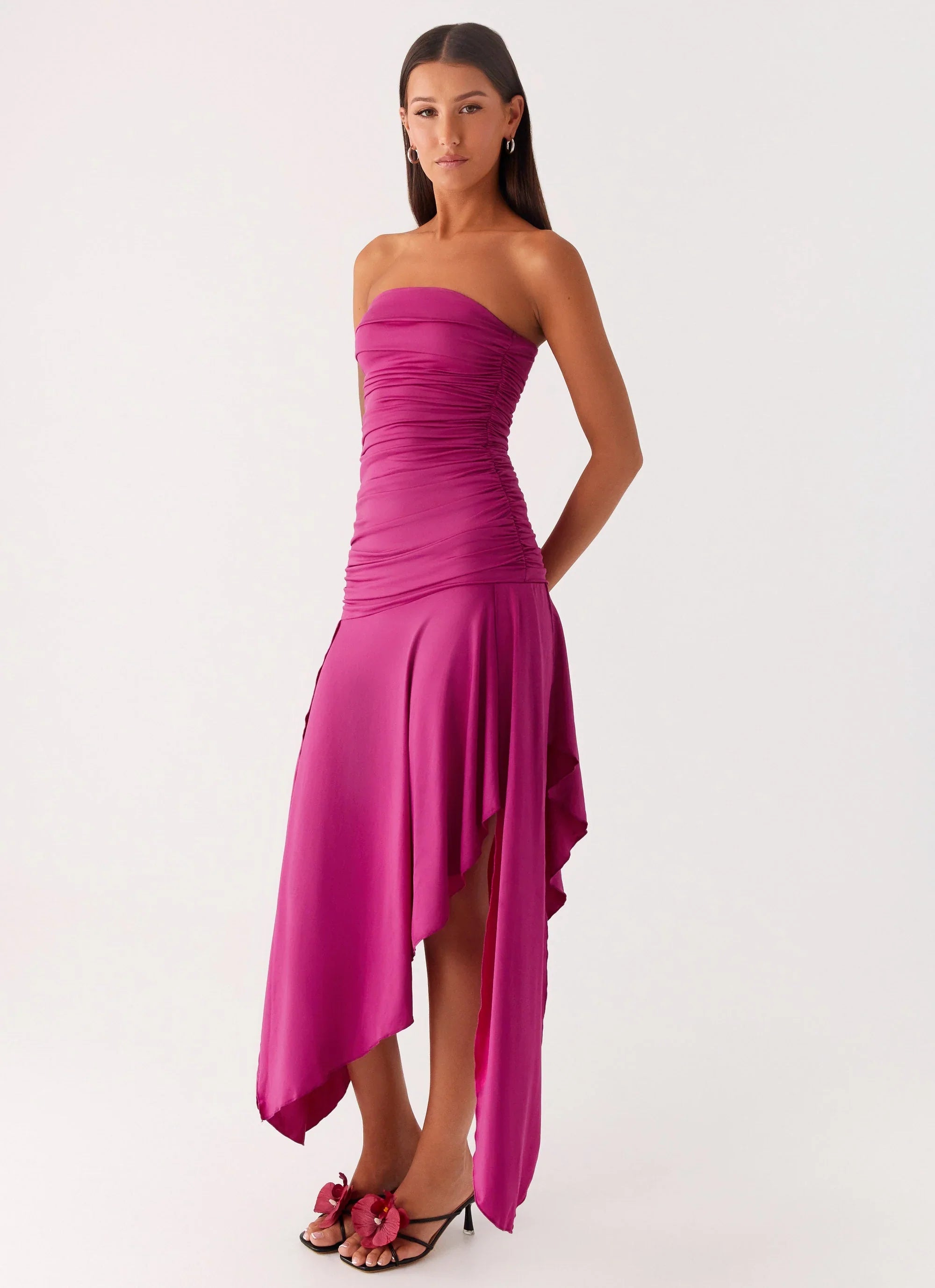 Ora Strapless Maxi Dress Fuchsia