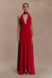 Juliet Slinky Maxi Dress With Scarf Ruby