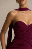Leila Burgundy Sweetheart Maxi Dress With Scarf