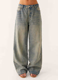 Keanna Low Rise Denim Jeans Dirty Wash