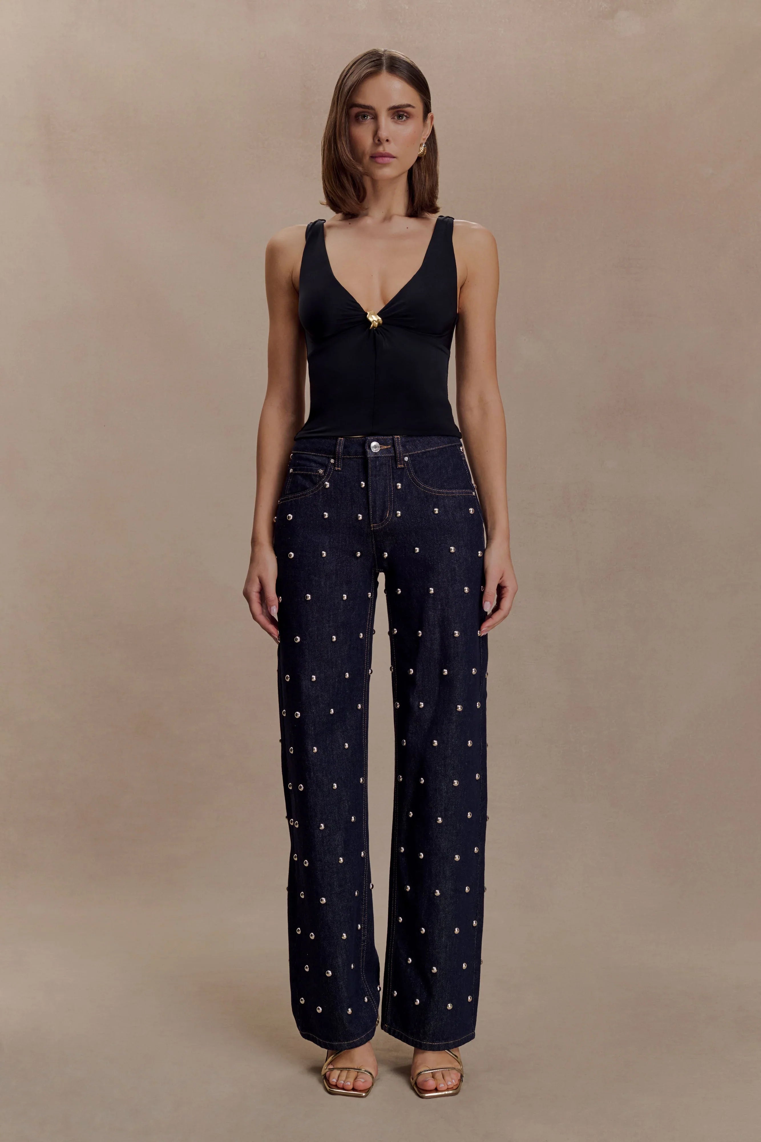 Spencer Slinky Top with Hardware Black