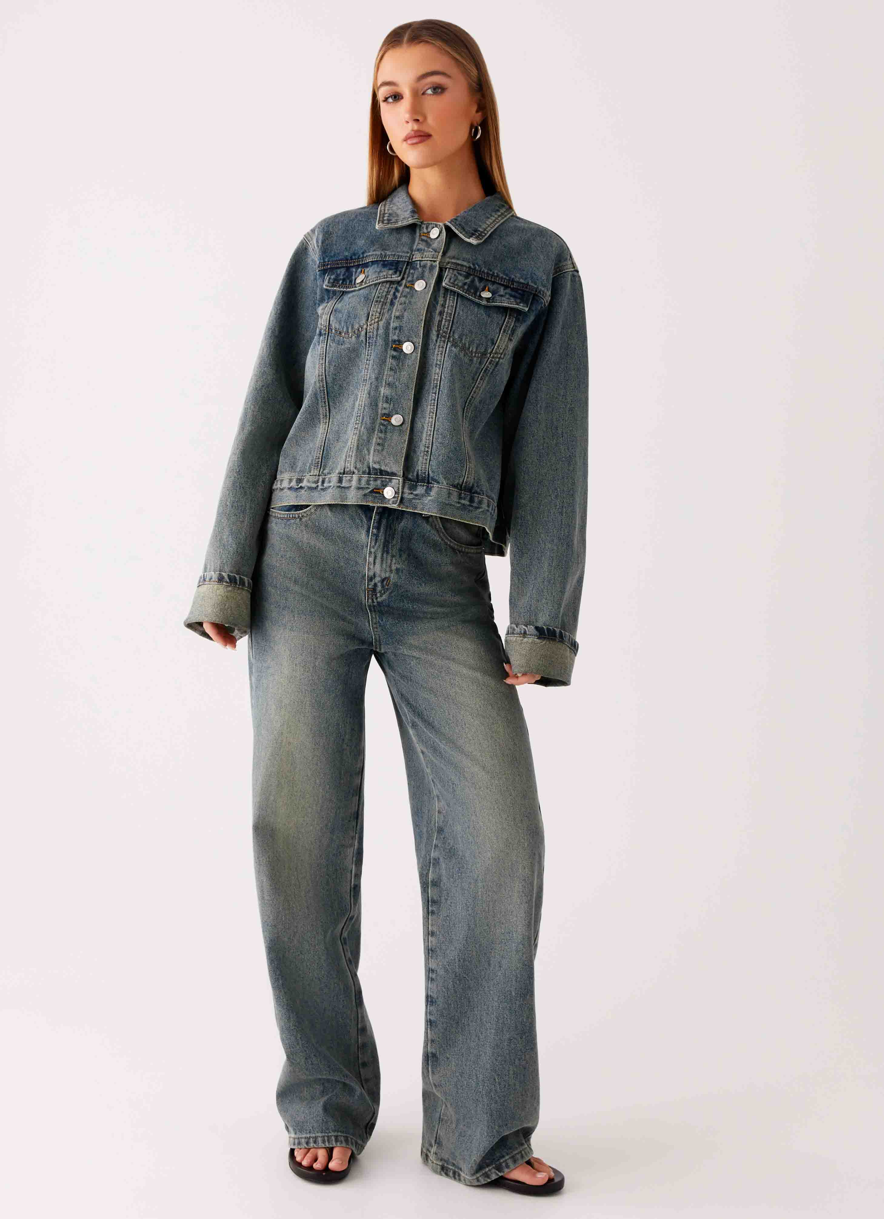 Back Again Oversized Denim Jacket Dirty Wash