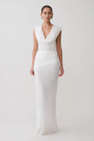 Giulia Chiffon Draped Maxi Dress White