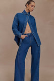 Lioda Oversized Denim Shirt Dark Blue