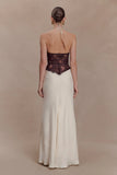 Sascha Lace And Satin Halter Maxi Dress Ivory Chocolate