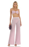 Pleated Shimmer Two Piece Set in Pink