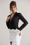 Capital Black Tailored Blazer Mini Dress With Side Drape