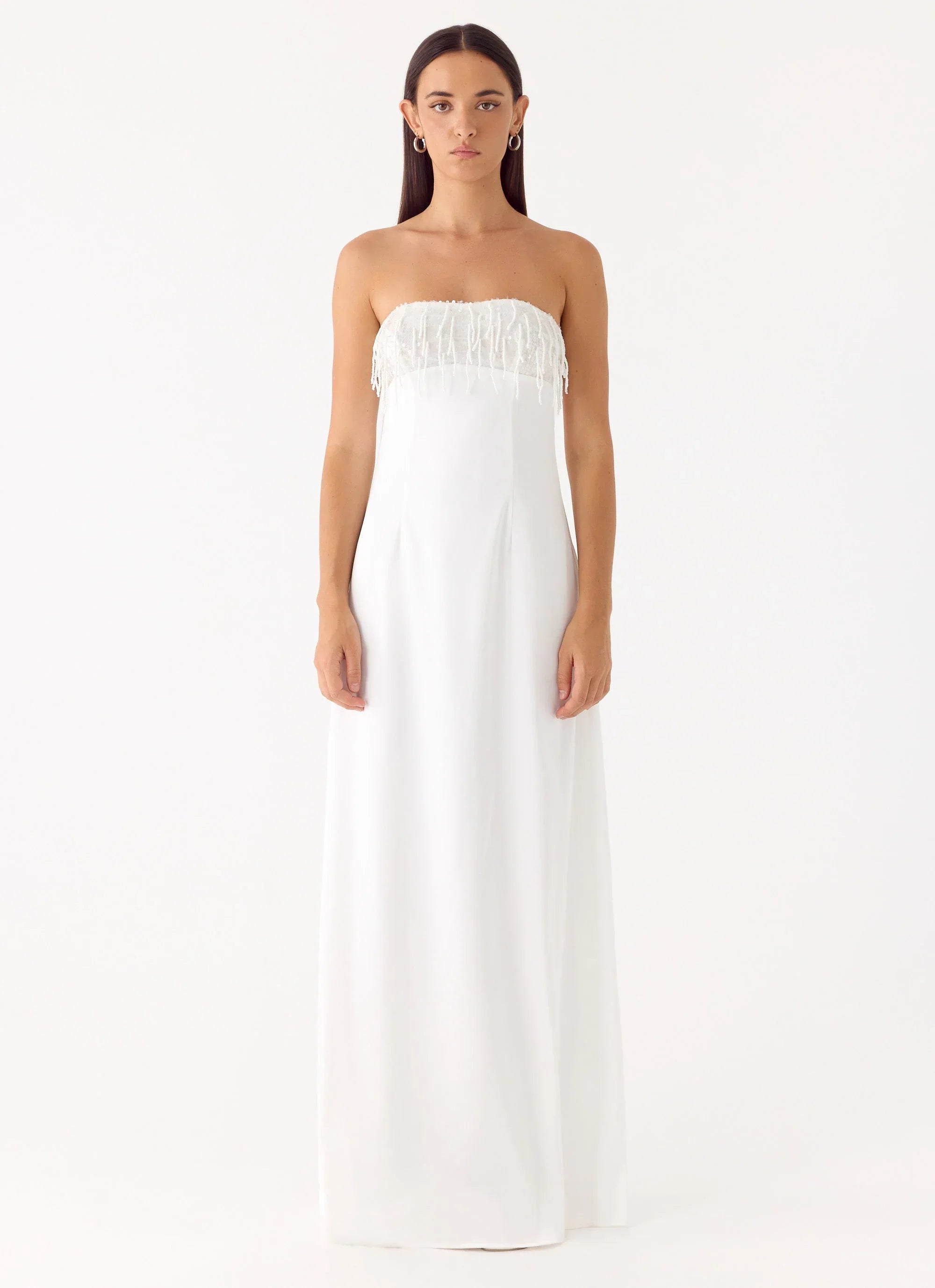 Miftie Beaded Sequin Maxi Dress White