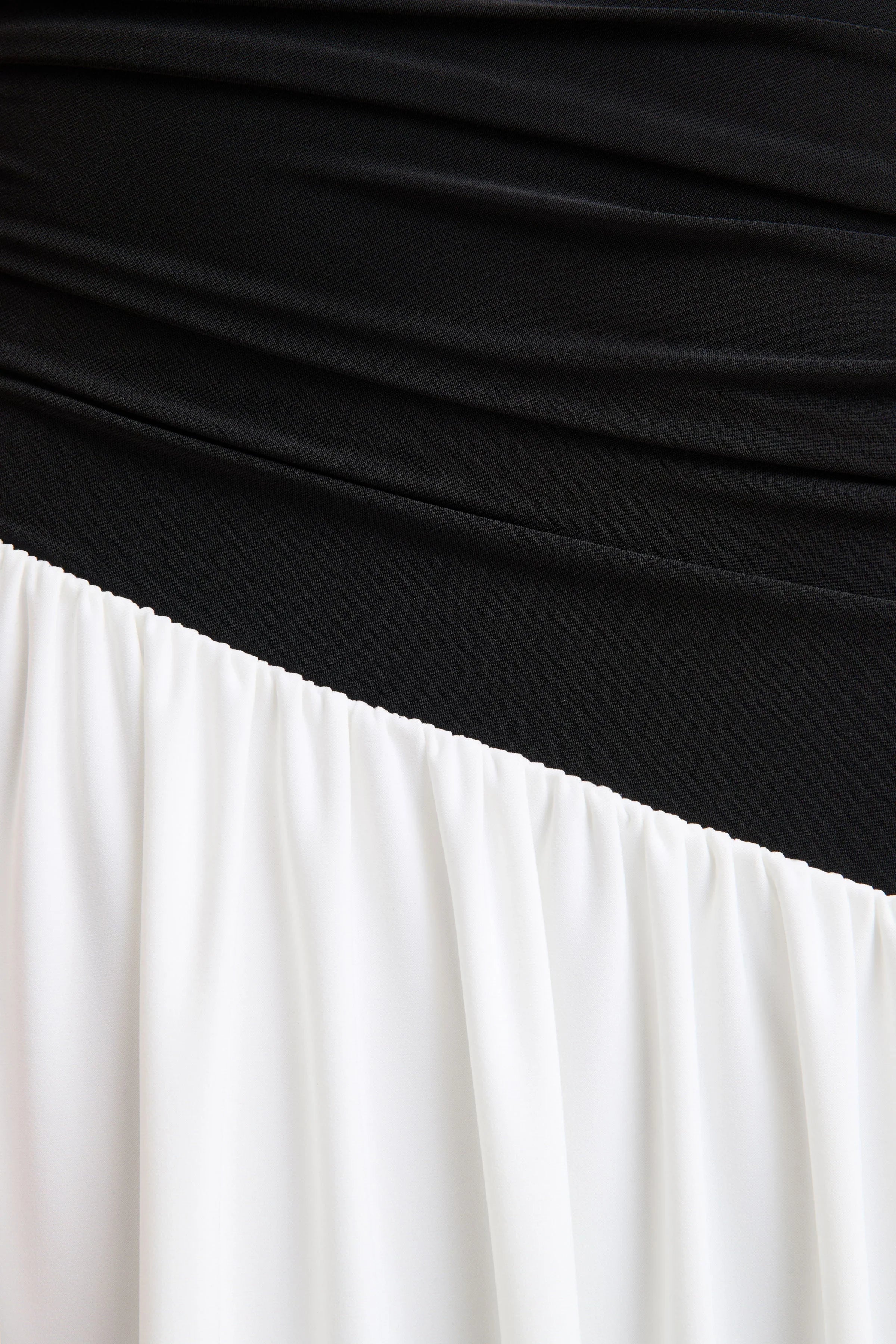 Danila Black And White Asymmetric Neck Maxi Dress With Drop Waist