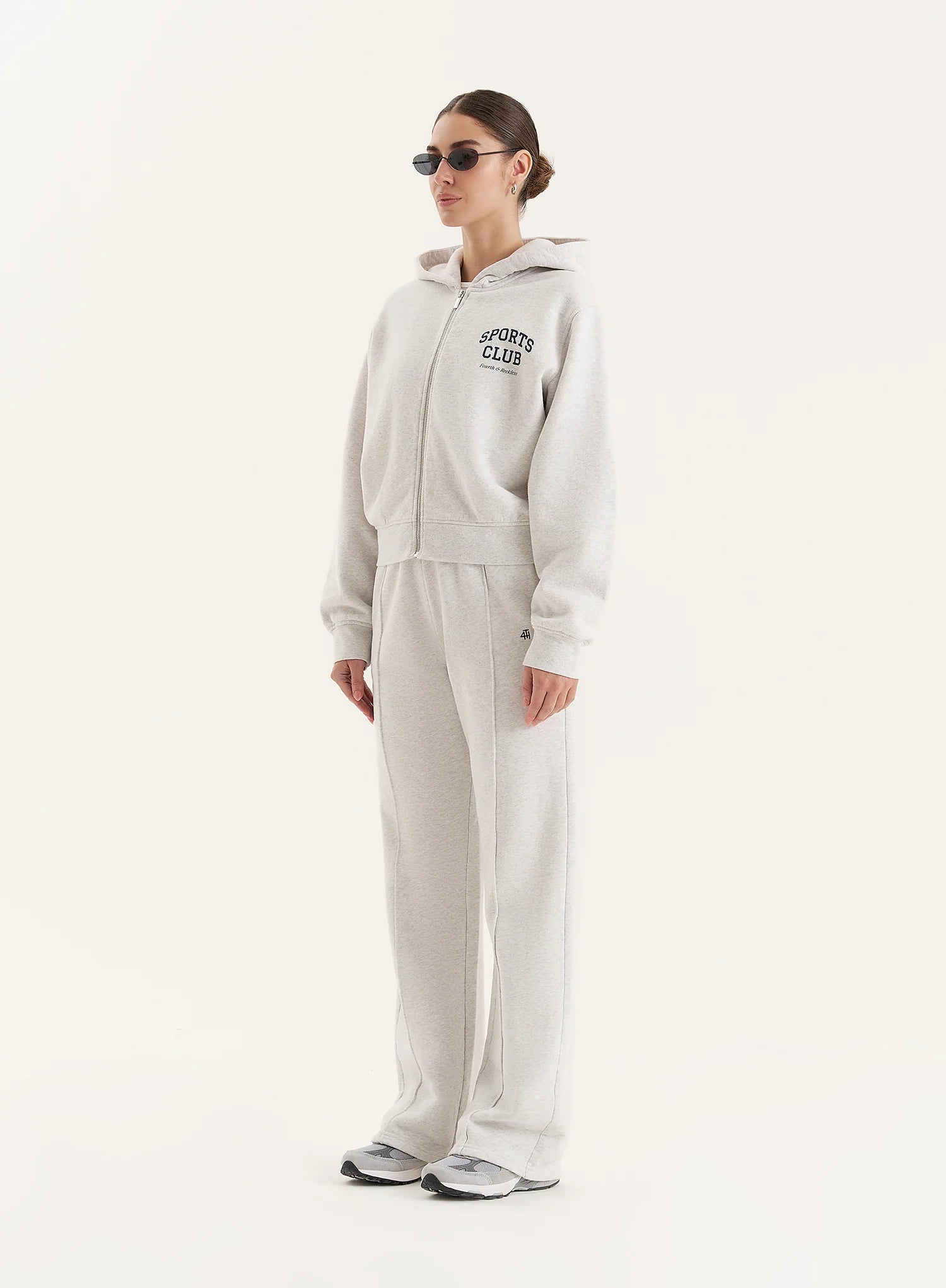 Grey Sports Club Slogan Zip Hoodie