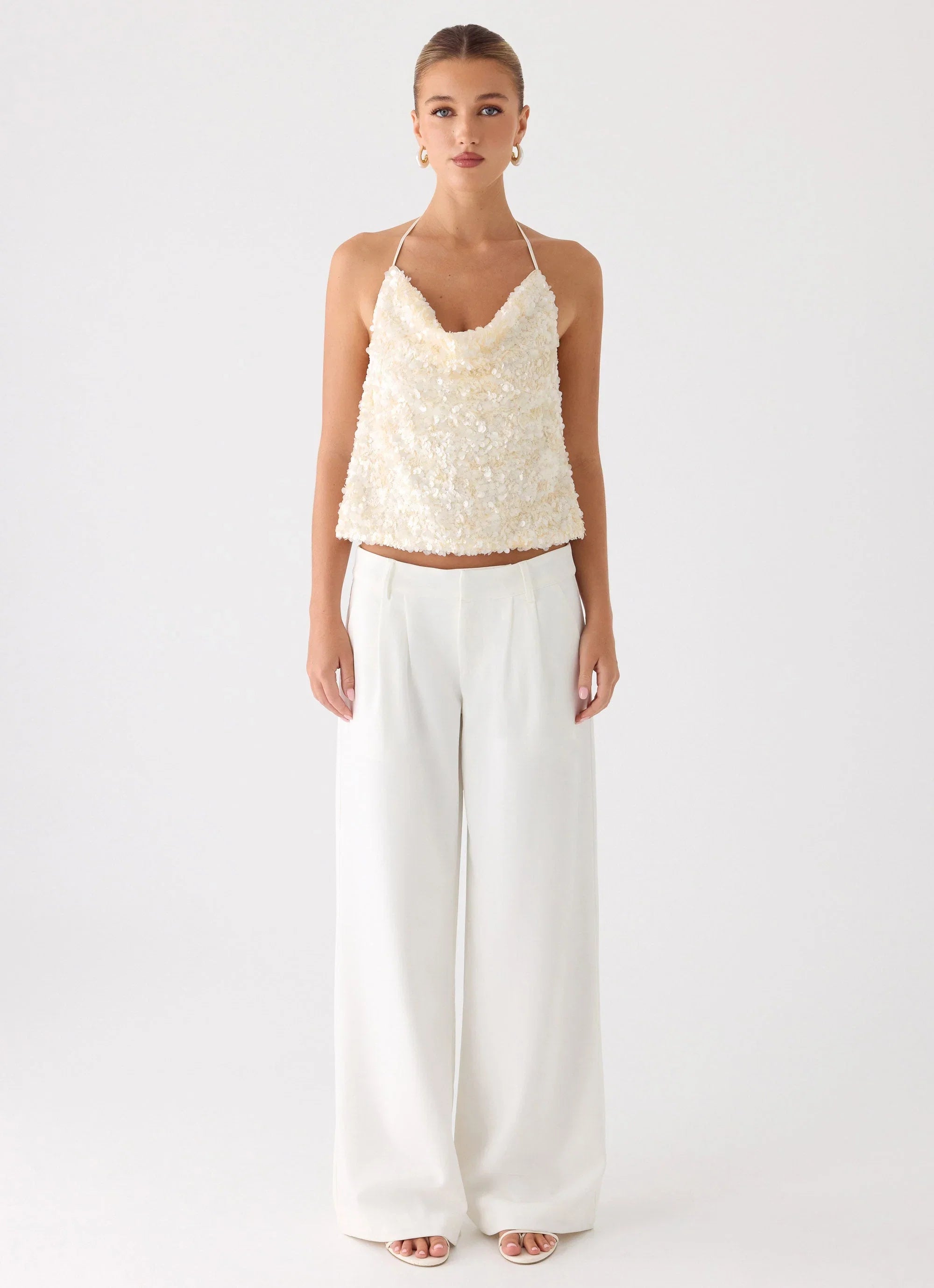Amelita Sequin Top Ivory