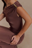 Kinsley Slinky Maxi Dress With Hardware Chocolate