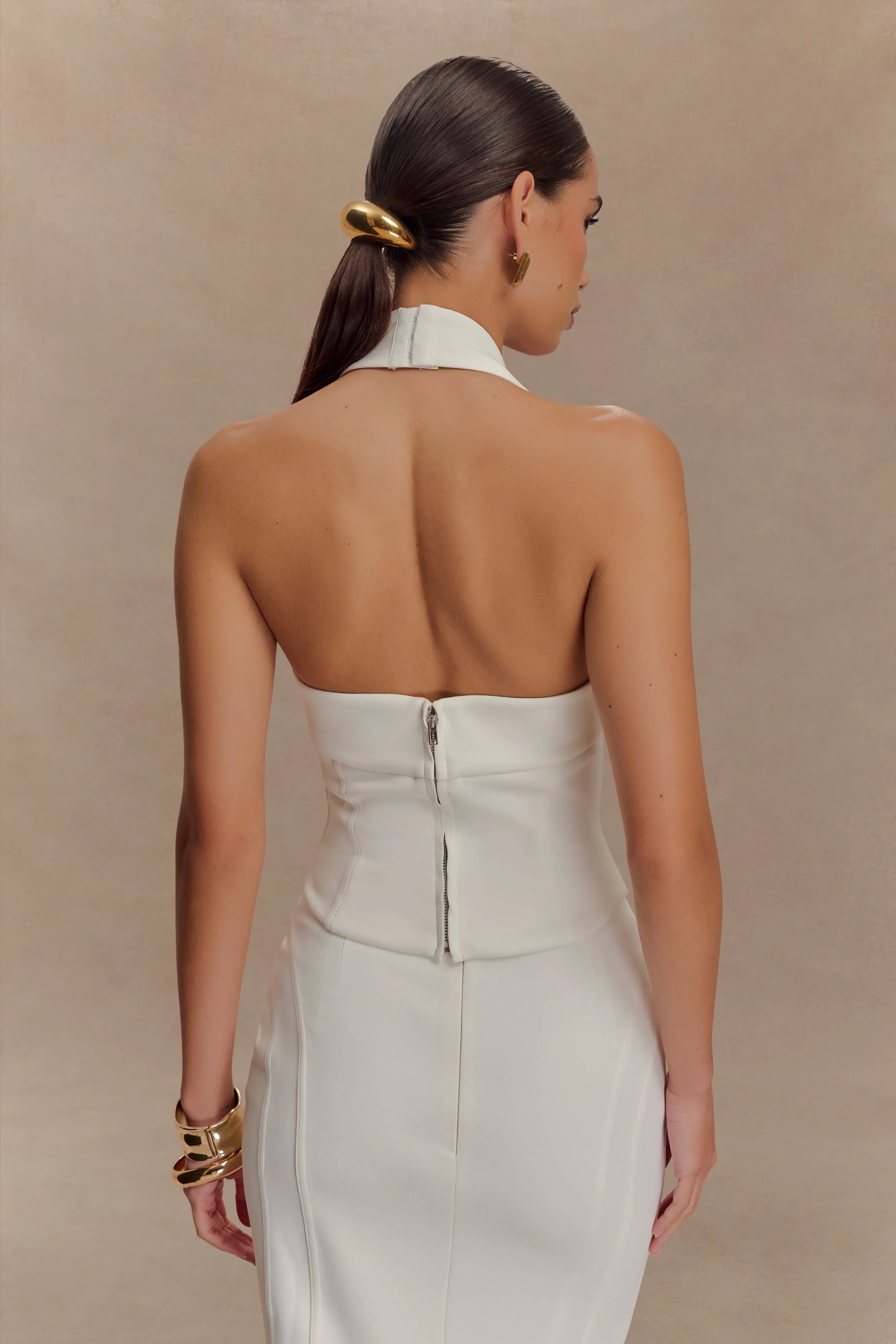 Meadow Corset Halter Top White
