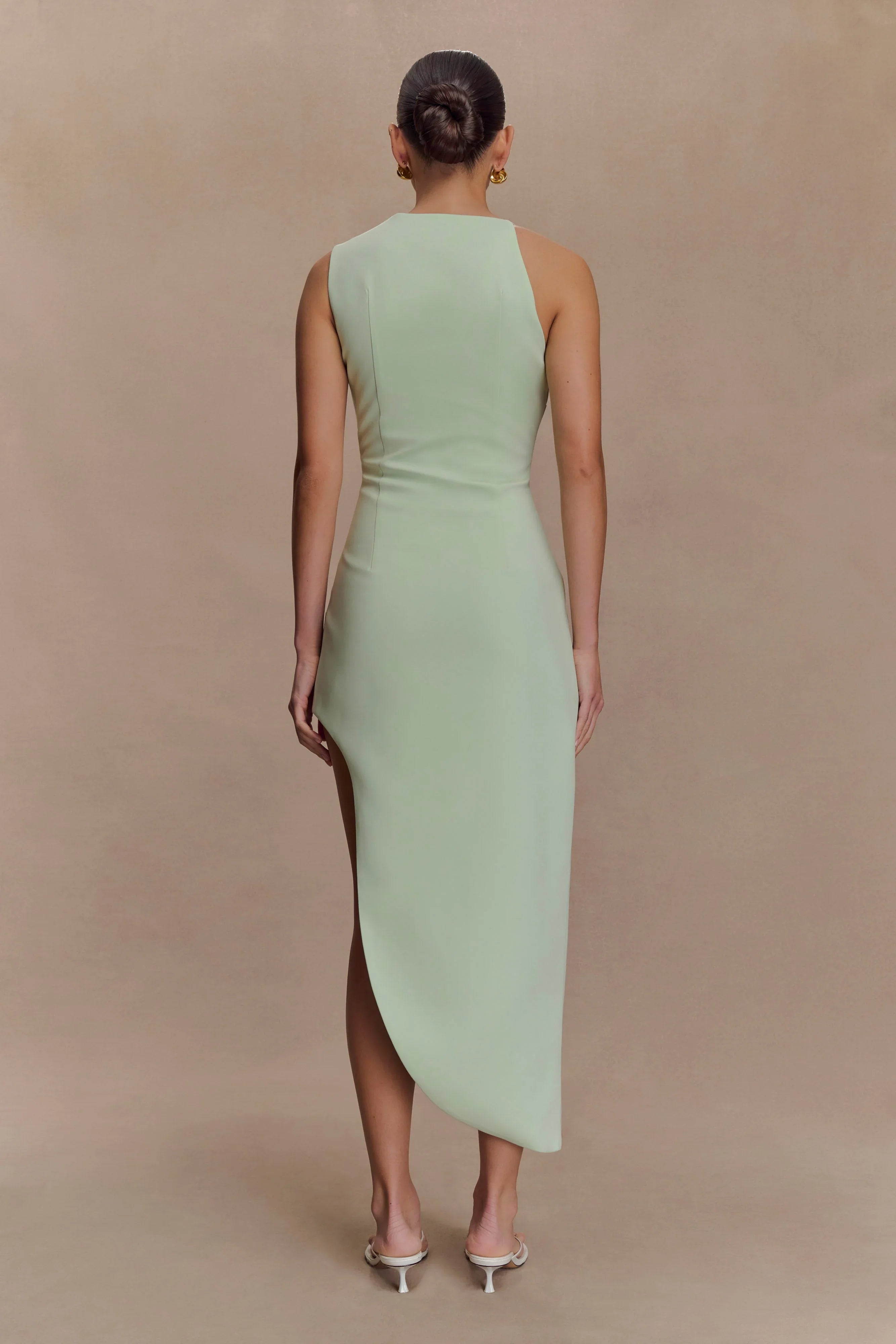 Virginia Suiting Embroidered Midi Dress Sage