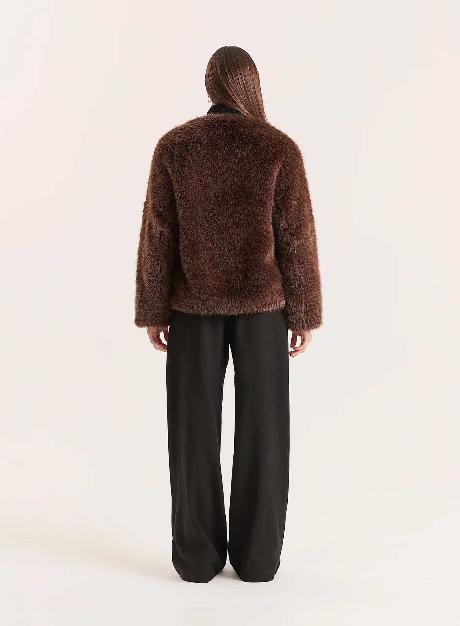 Brown Faux Fur Toggle Fastening Jacket