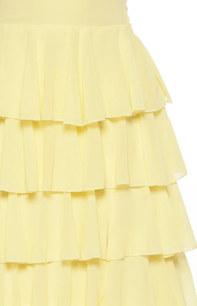 Georgie Yellow Ruffle Maxi Dress PRE ORDER