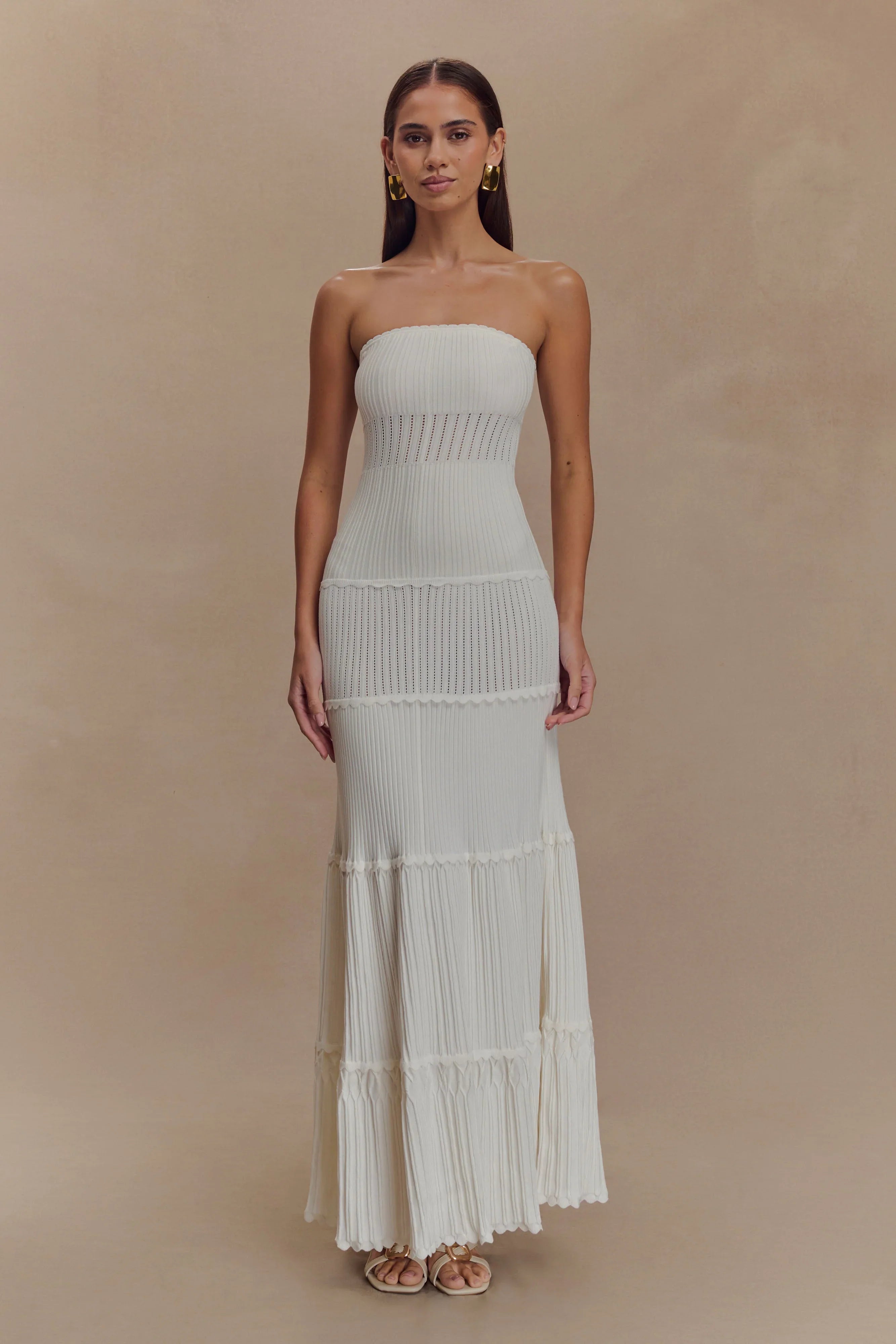 Finley Pointelle Knit Maxi Dress Ivory
