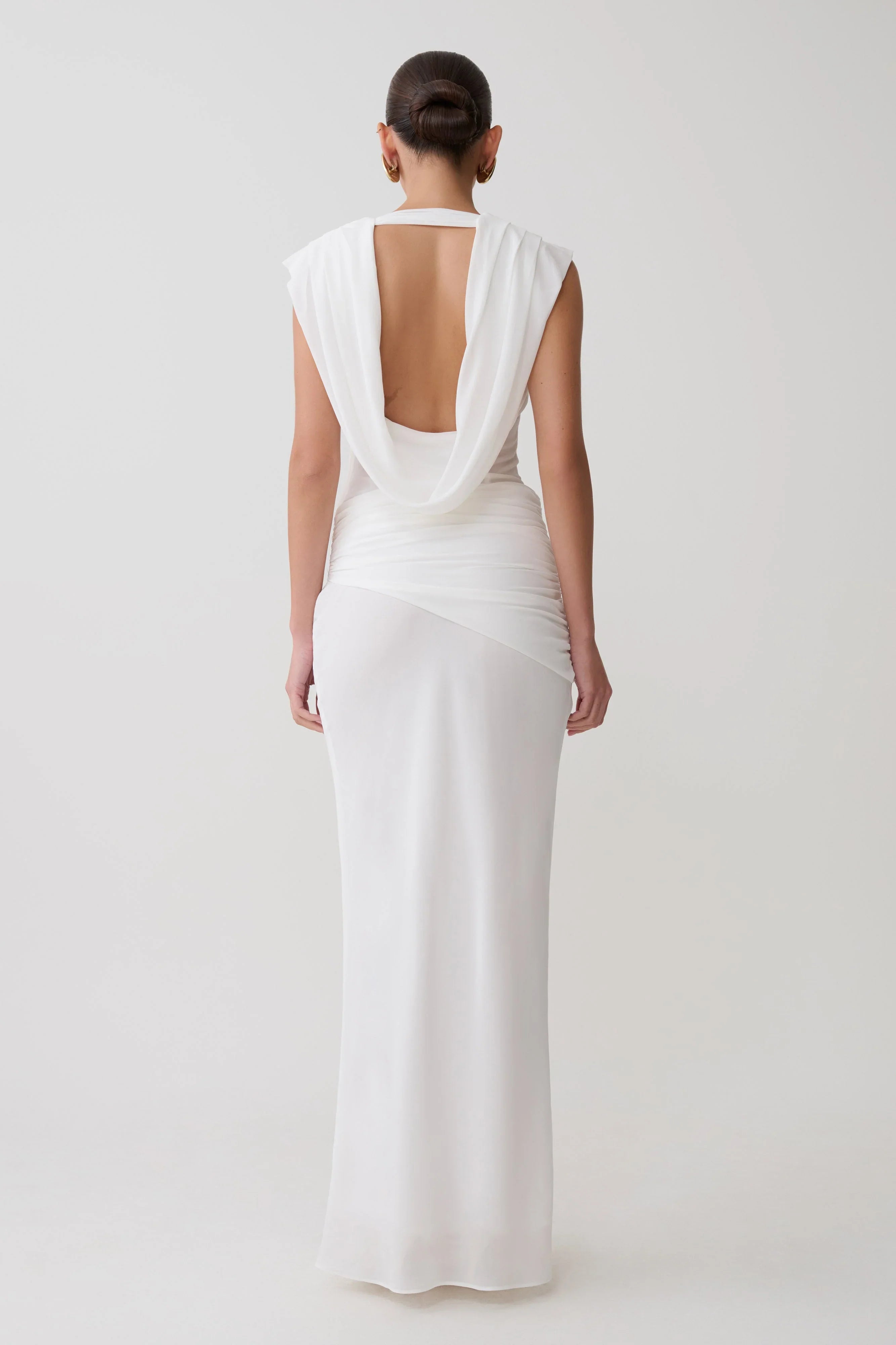 Giulia Chiffon Draped Maxi Dress White