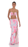 Floral Ruffle Two Piece Set in Blue