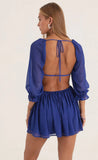 Shimmer Chiffon Open Back Dress in Blue