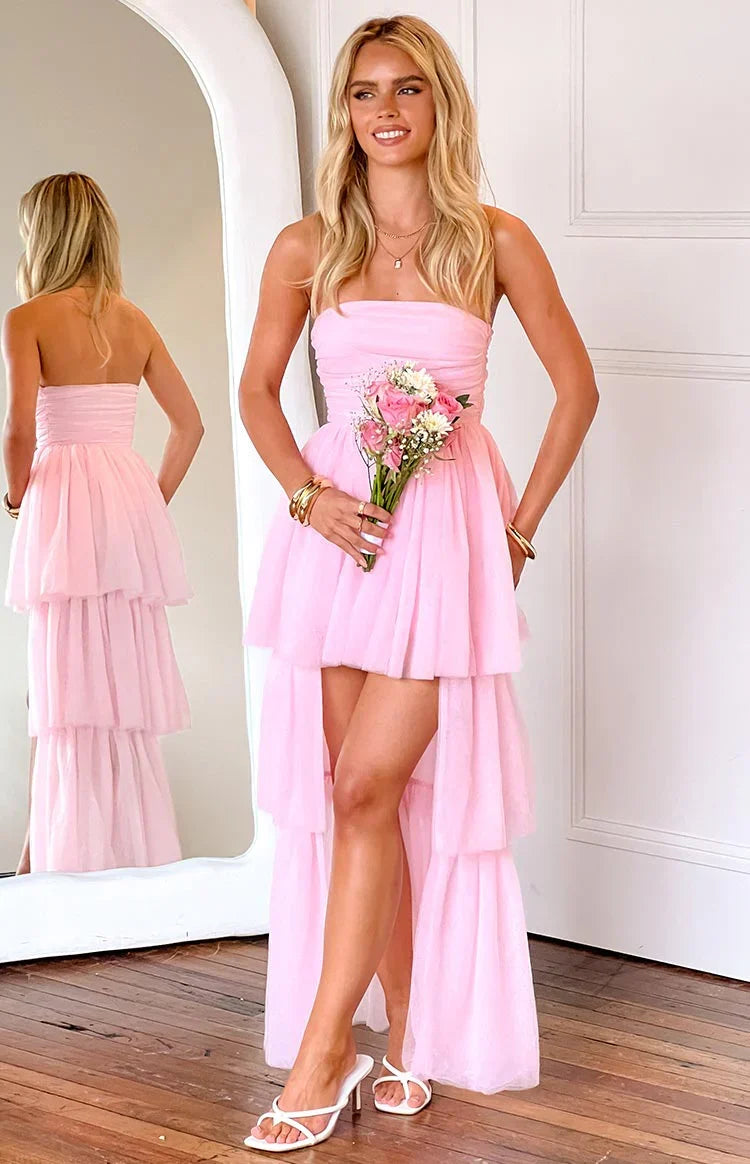 Avery Pink High Low Maxi Dress