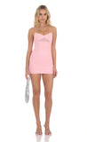 Ruched Mesh Bodycon Dress in Pink