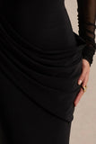 Deema Black Jersey And Mesh High Neck Maxi Dress