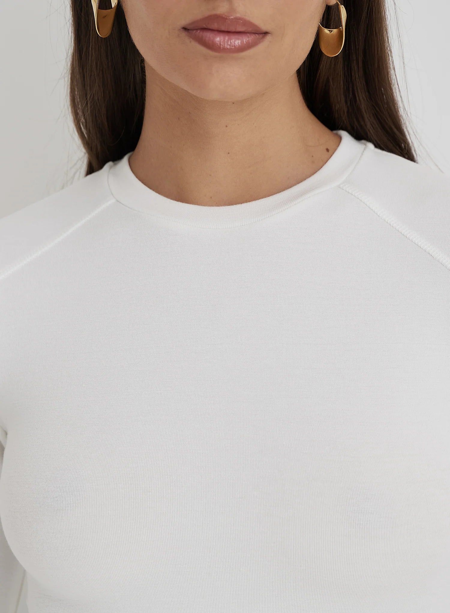 White Long Sleeve Jersey Top
