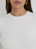 White Long Sleeve Jersey Top