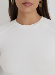 White Long Sleeve Jersey Top