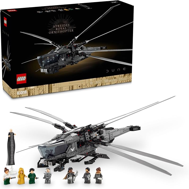 LEGO Icons Dune Atreides Royal Ornithopter 10327 Collectible Dune Inspired Model for Build and Display Adult Gift Idea for Sci Fi Movie Fans 8 Minifigures