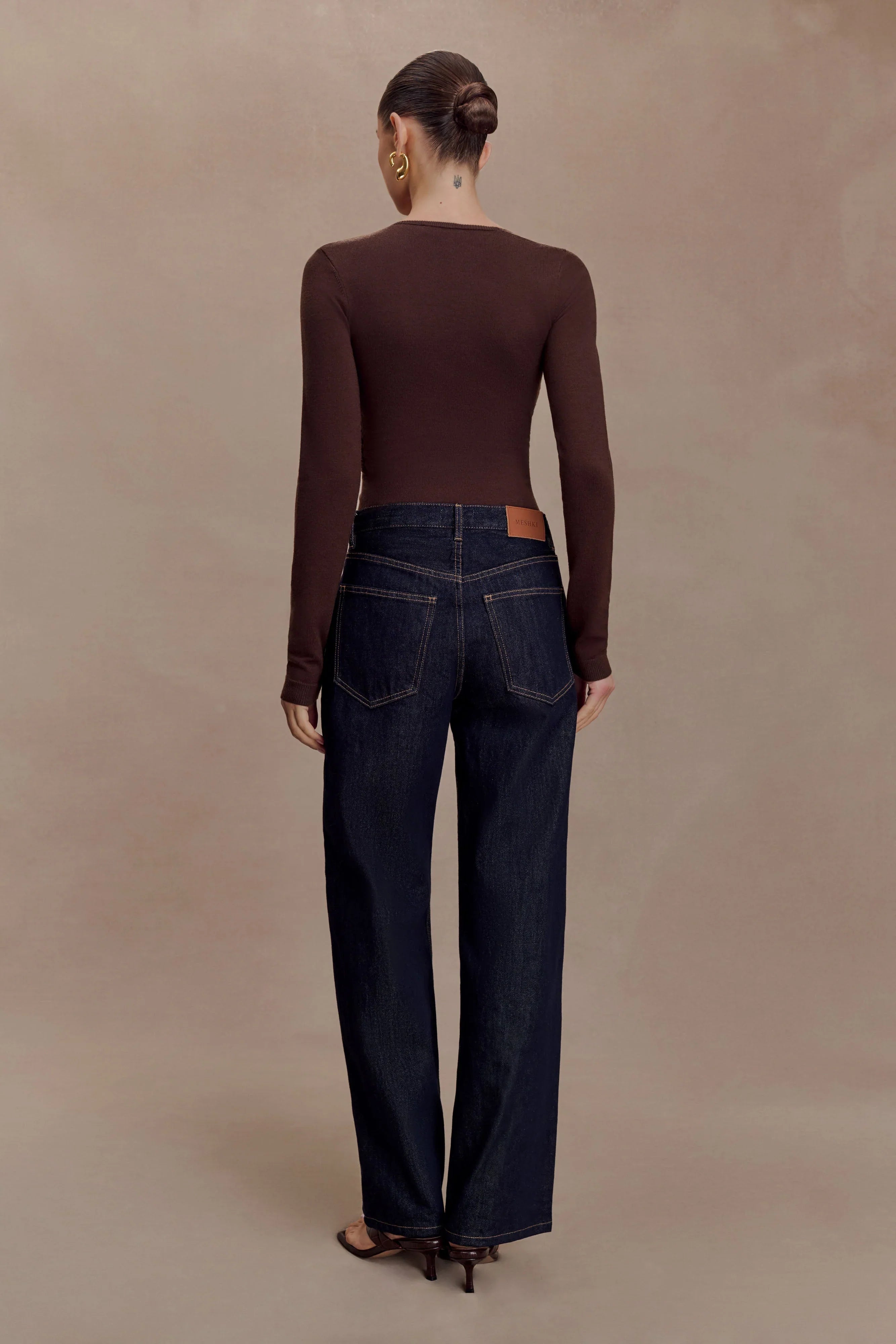 Kaylen Knit Long Sleeve Top Dark Chocolate