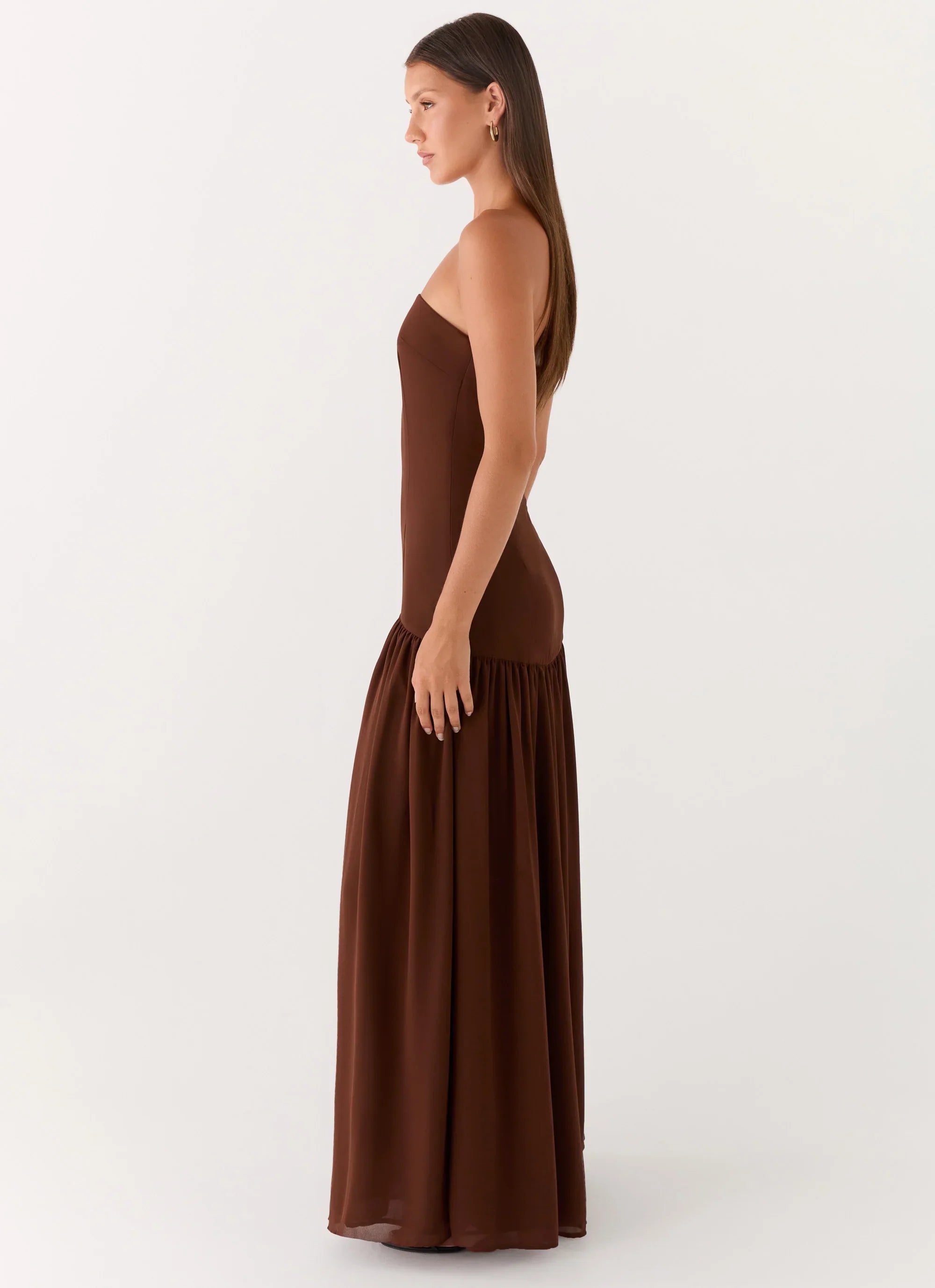 Eden Strapless Maxi Dress Brown