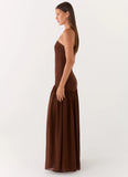 Eden Strapless Maxi Dress Brown