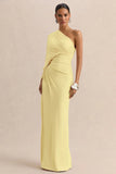 Sabella Lemon Asymmetric Neck Maxi Dress