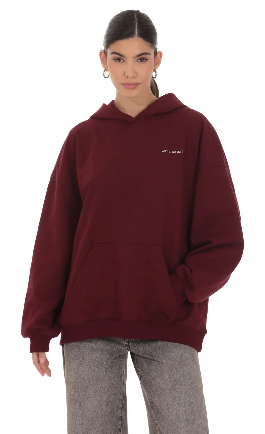 Oversized Lucy Hoodie in Burgundy