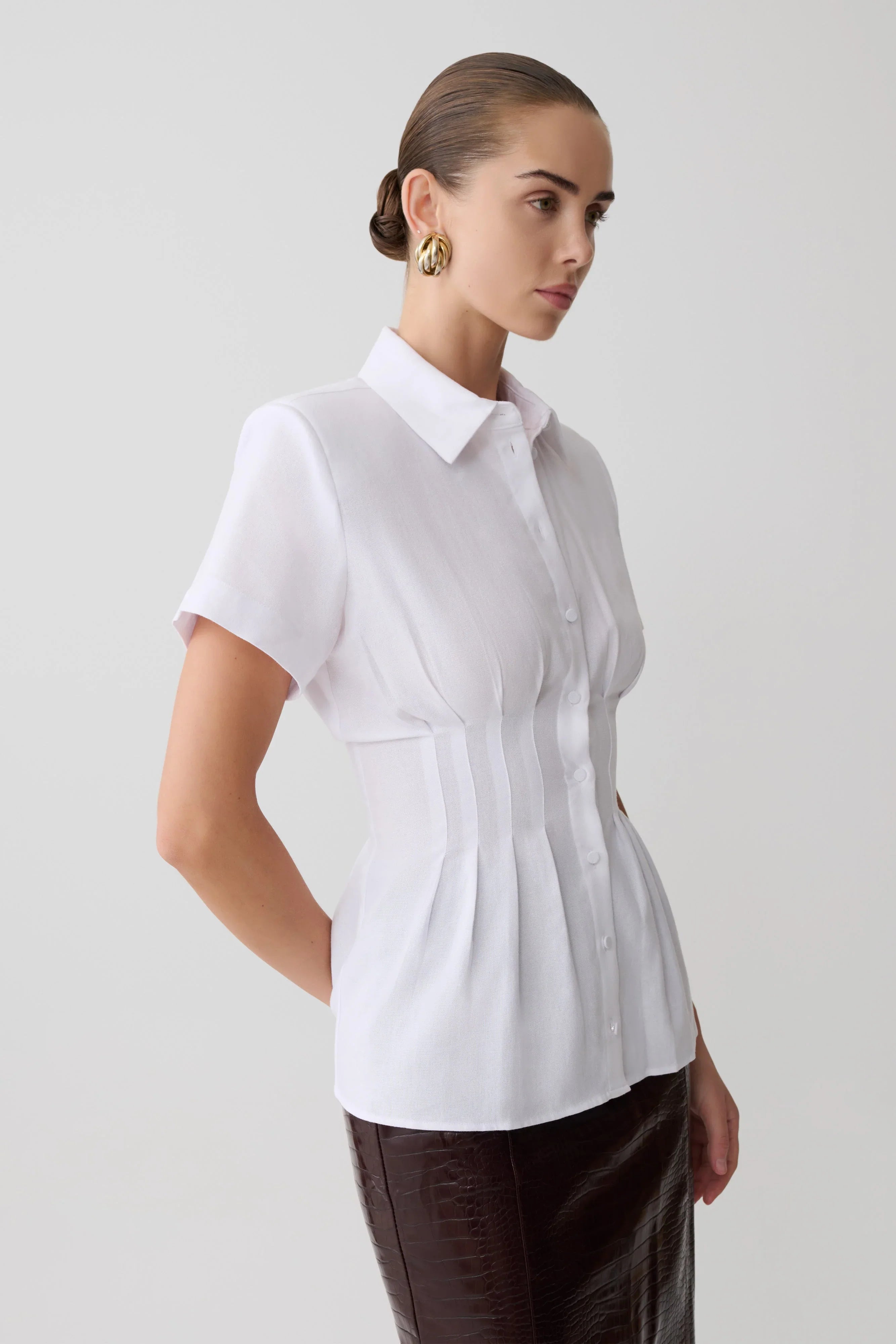 Selma Short Sleeve Linen Shirt White