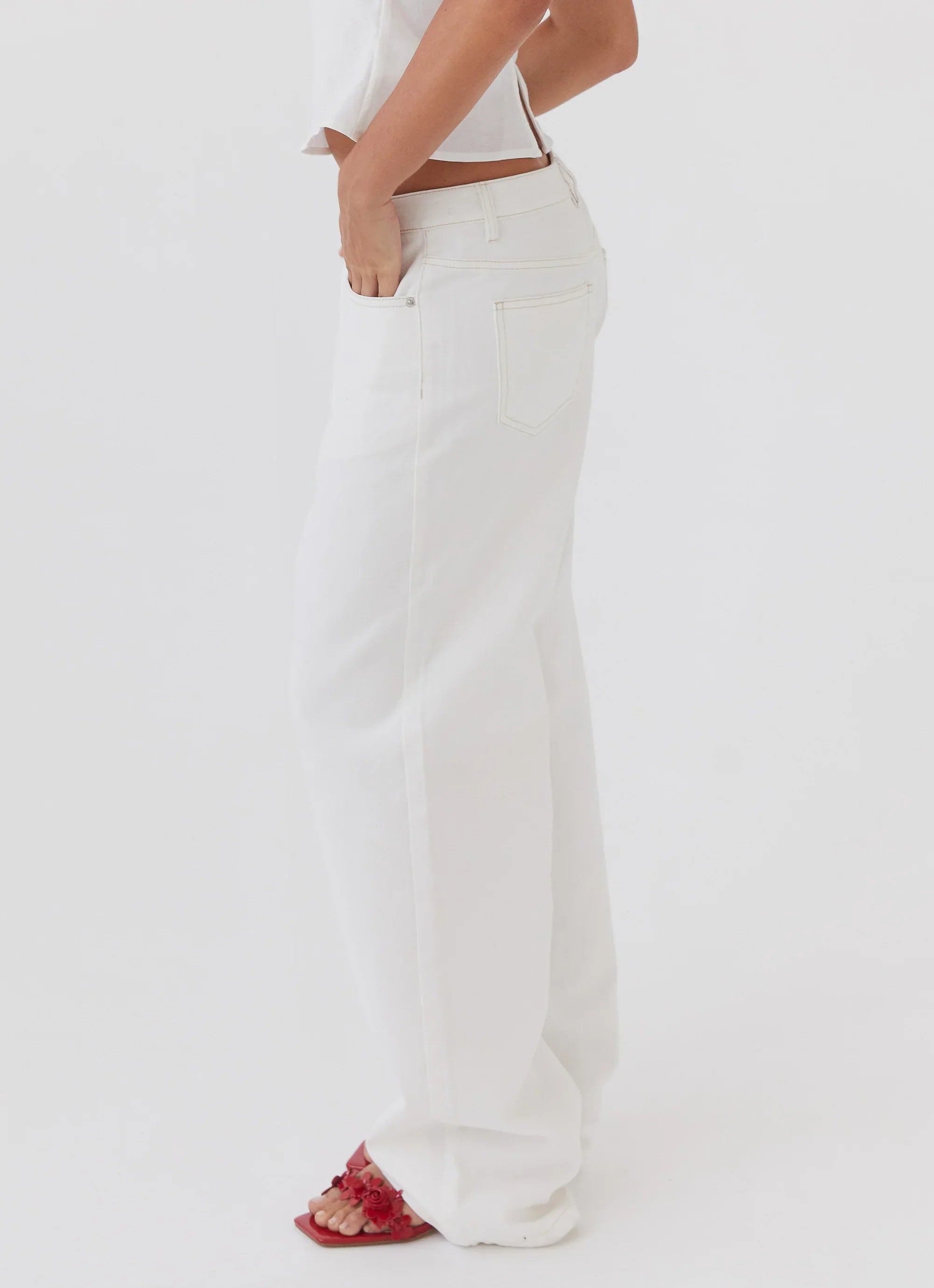 Keanna Low Rise Denim Jeans Ivory