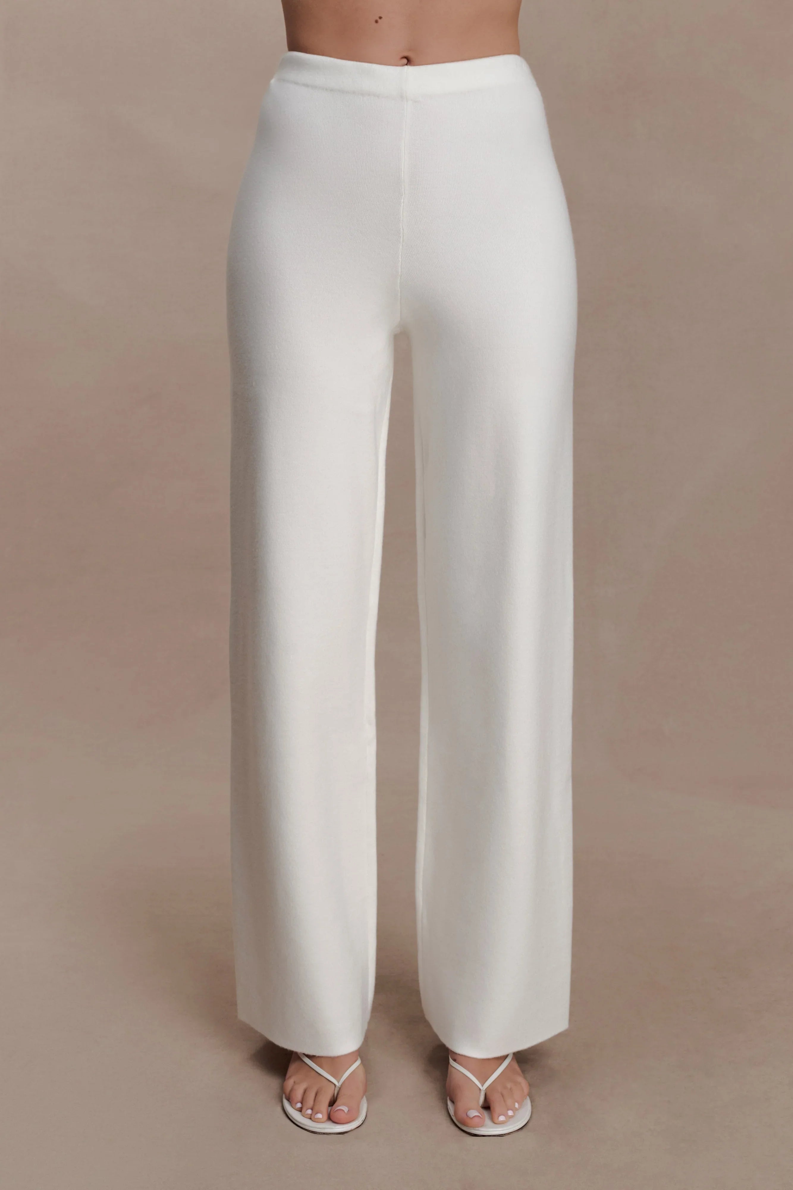 Kerrymae Straight Leg Knit Pants Off White