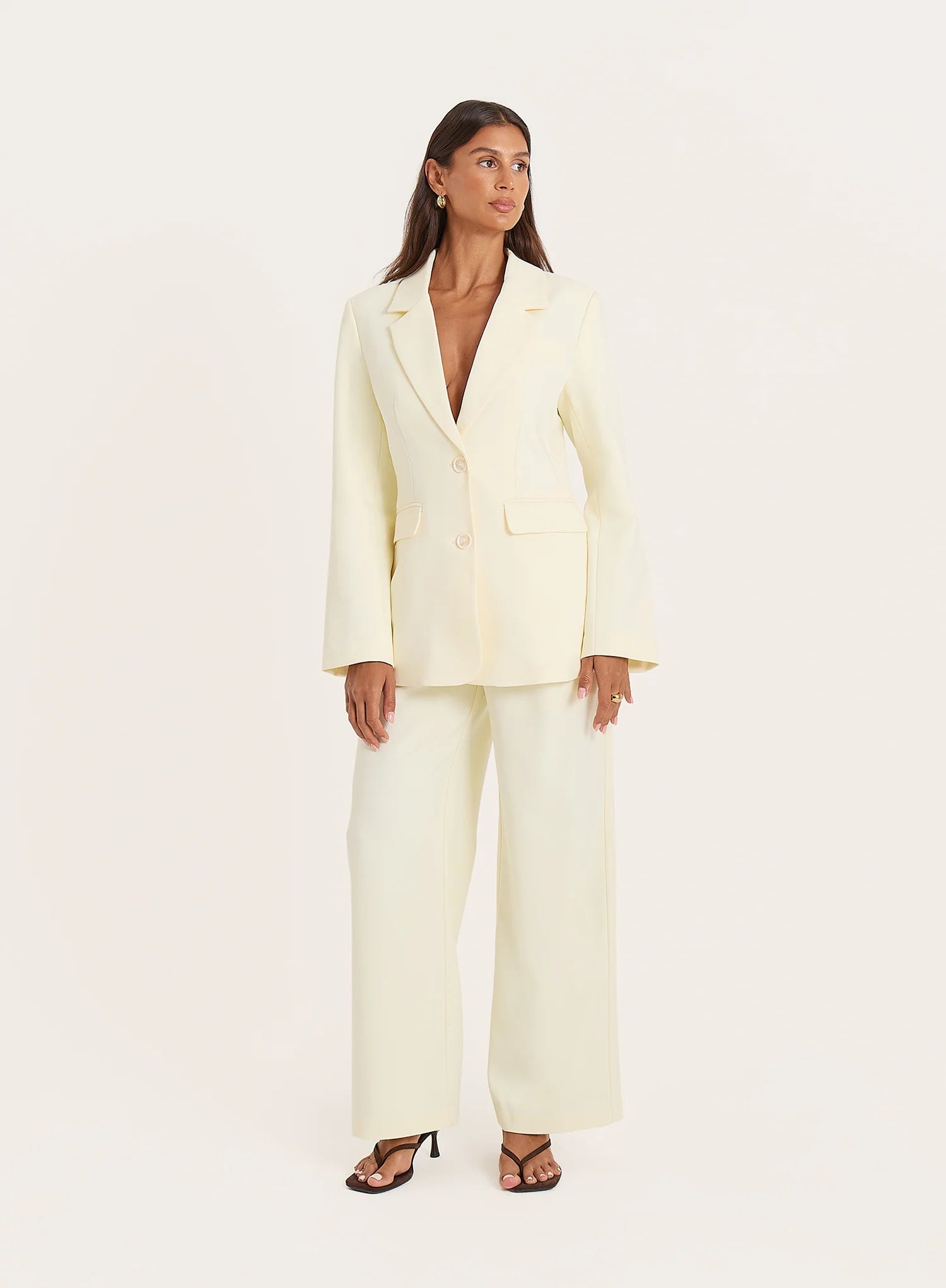 Yellow Cinched Waist Flared Sleeve Blazer