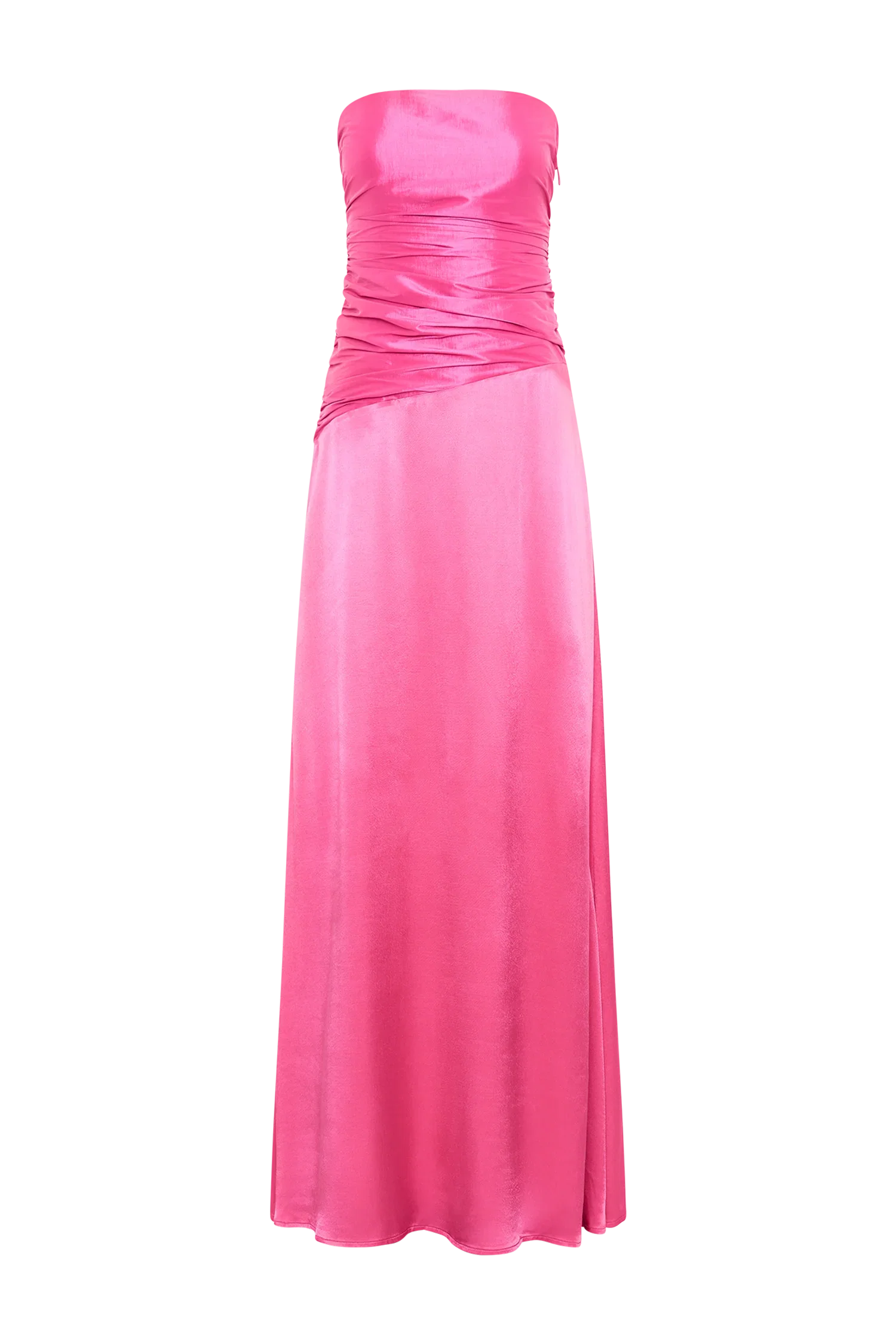 Serena Strapless Taffeta Maxi Dress Crimson Pink