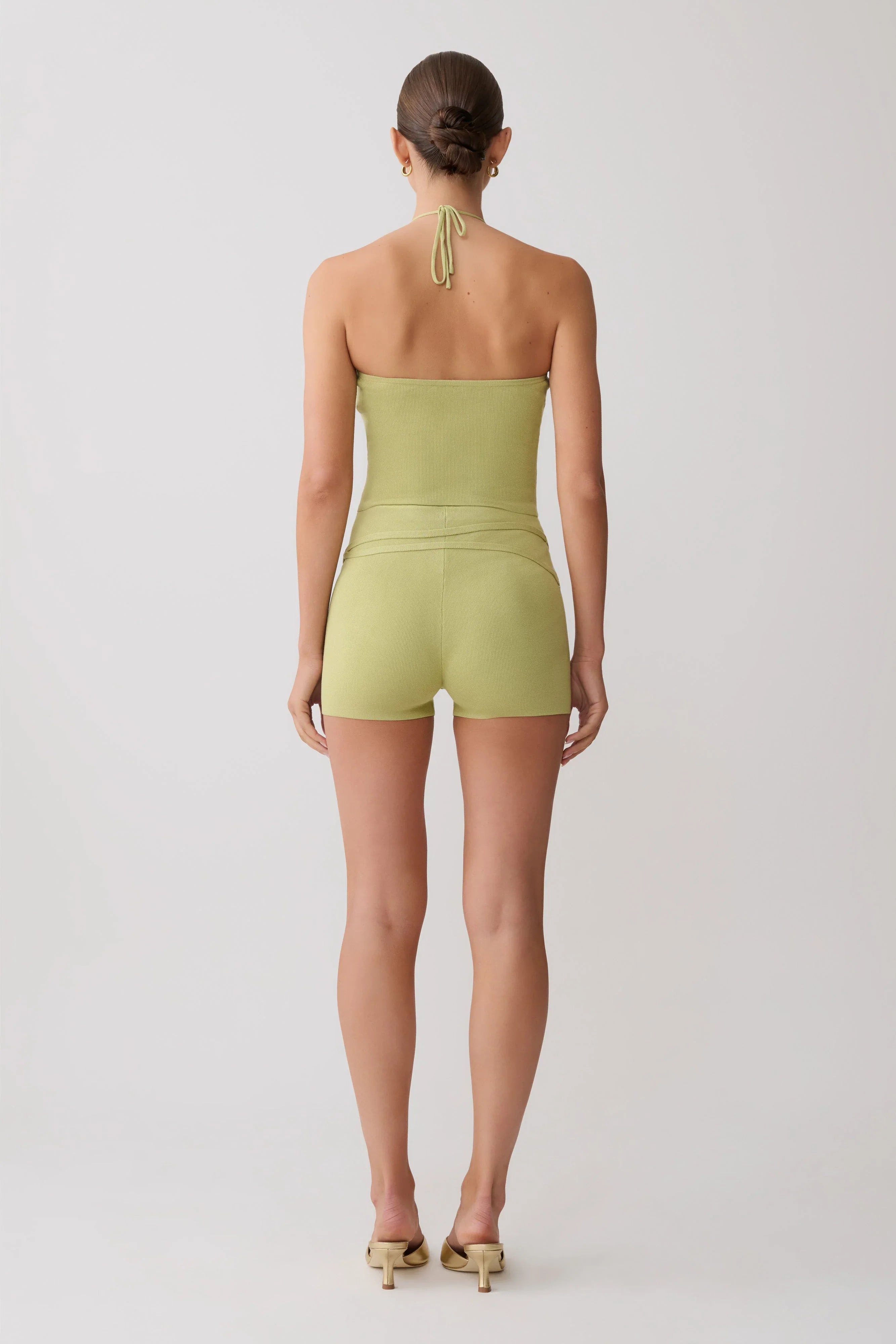 Dimitri Mini Knit Shorts With Belt Light Olive