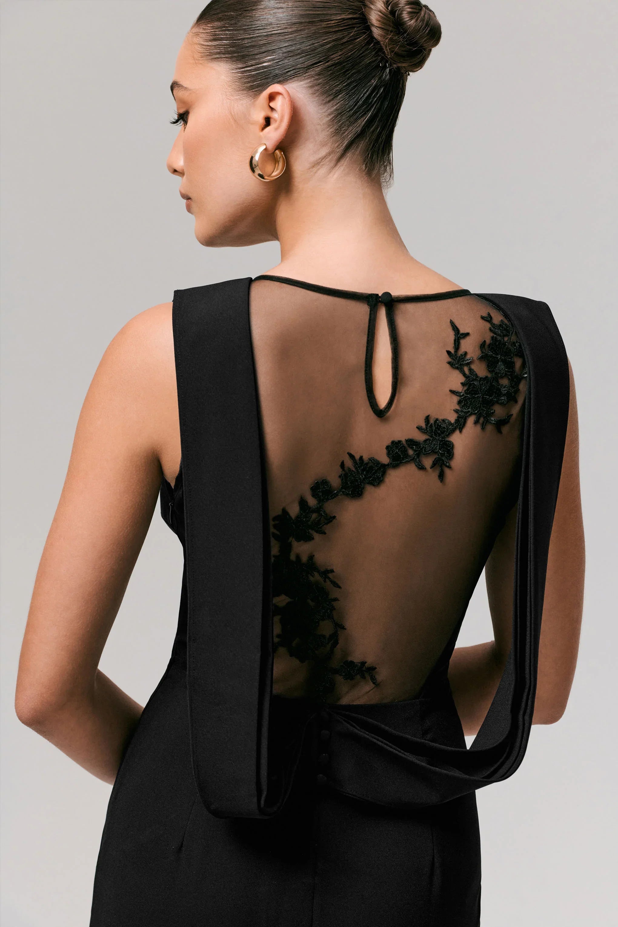 Maxie Black Round Neck Maxi Dress With Back Detail