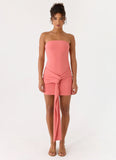Jiliana Strapless Mini Dress Coral