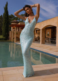 Ocean Views Sequin Maxi Dress Blue
