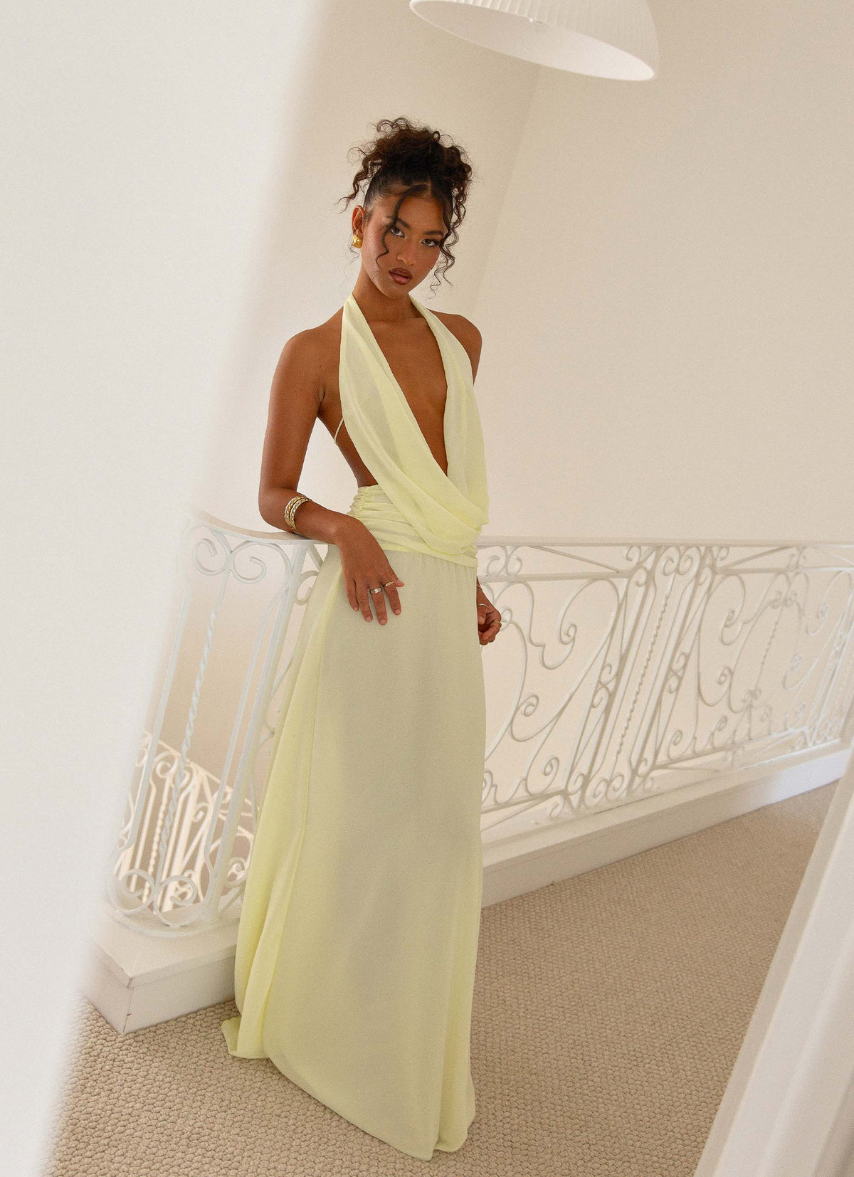 Elysia Chiffon Maxi Dress Lemon